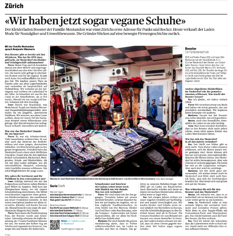 Boutique Booster im Tages-Anzeiger